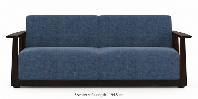 Serra Wooden Sofa - Mahogany Finish (Midnight Blue) (2-seater Custom Set - Sofas, None Standard Set - Sofas, Fabric Sofa Material, Regular Sofa Size, Regular Sofa Type, Midnight Blue)