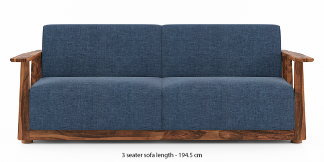 Serra Wooden Sofa - Teak Finish (Midnight Blue) (2-seater Custom Set - Sofas, None Standard Set - Sofas, Fabric Sofa Material, Regular Sofa Size, Regular Sofa Type, Midnight Blue)