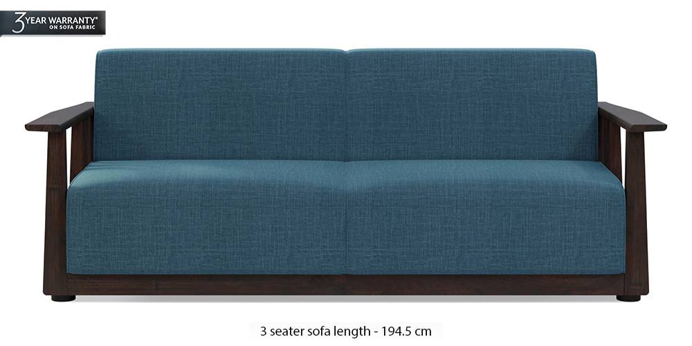 Serra Wooden Sofa - Mahogany Finish (Colonial Blue) by Urban Ladder - - 