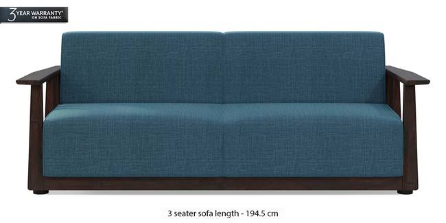 Serra Wooden Sofa - Mahogany Finish (Colonial Blue) (1-seater Custom Set - Sofas, None Standard Set - Sofas, Fabric Sofa Material, Regular Sofa Size, Regular Sofa Type, Colonial Blue)