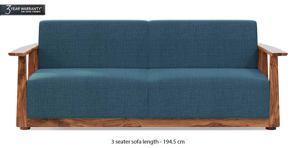 Serra Wooden Sofa - Teak Finish (Colonial Blue) by Urban Ladder - - 