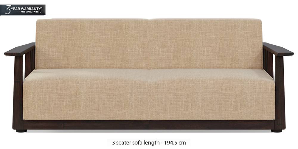 Serra Wooden Sofa - Mahogany Finish (Sandshell Beige) by Urban Ladder - - 
