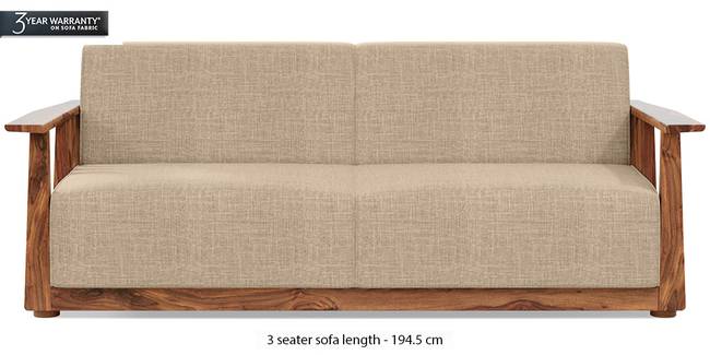 Serra Wooden Sofa - Teak Finish (Sandshell Beige) (1-seater Custom Set - Sofas, None Standard Set - Sofas, Fabric Sofa Material, Regular Sofa Size, Regular Sofa Type, Sandshell Beige)