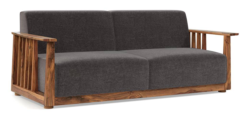 Serra Wooden Sofa - Teak Finish (Smoke Grey) (3-seater Custom Set - Sofas, None Standard Set - Sofas, Smoke Grey, Fabric Sofa Material, Regular Sofa Size, Regular Sofa Type) by Urban Ladder - - 420905