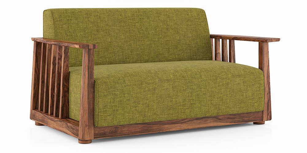 Serra Wooden Sofa - Teak Finish (Green Olivia) by Urban Ladder - - 