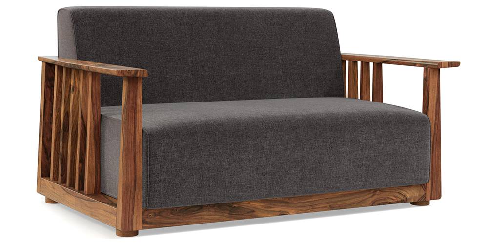 Serra Wooden Sofa - Teak Finish (Smoke Grey) (3-seater Custom Set - Sofas, None Standard Set - Sofas, Smoke Grey, Fabric Sofa Material, Regular Sofa Size, Regular Sofa Type) by Urban Ladder - - 420925