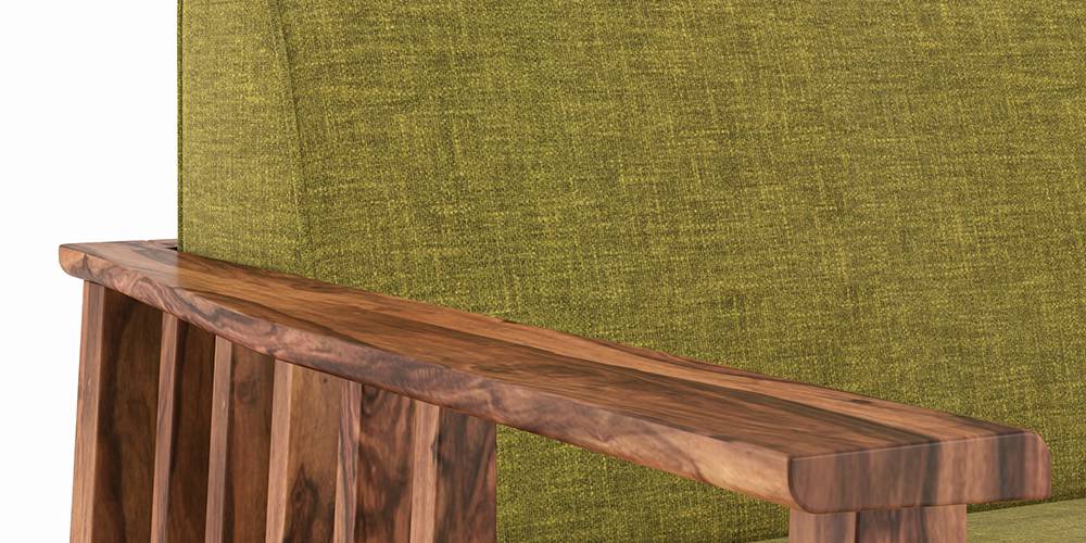 Serra Wooden Sofa - Teak Finish (Green Olivia) by Urban Ladder - - 