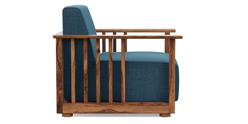 Serra Wooden Sofa - Teak Finish (Colonial Blue) by Urban Ladder - - 