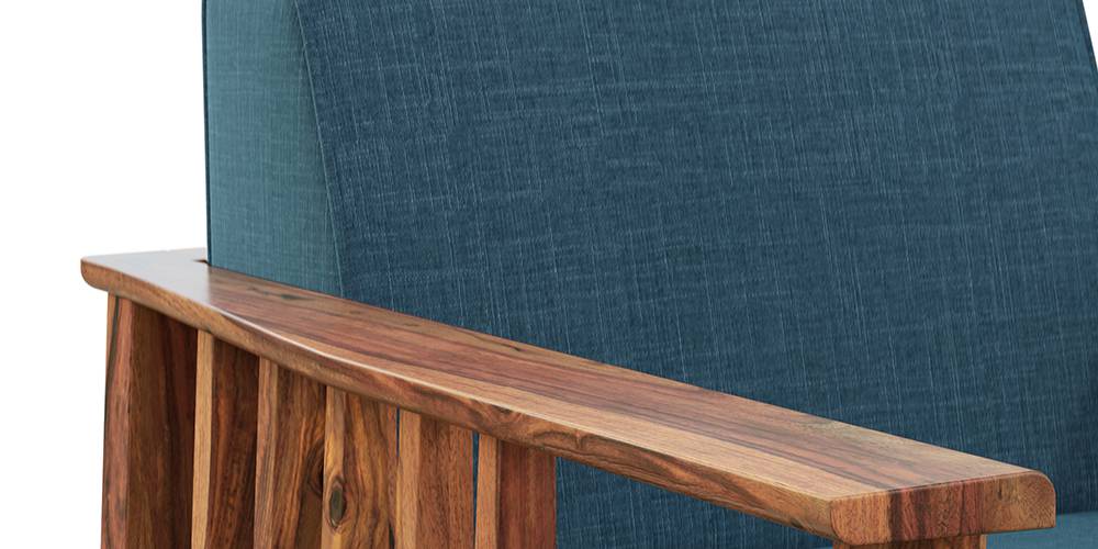 Serra Wooden Sofa - Teak Finish (Colonial Blue) by Urban Ladder - - 