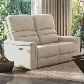 Recliners Sale Design Laurence Leatherette Two Seater Motorized Recliner in Cannoli Cream Colour