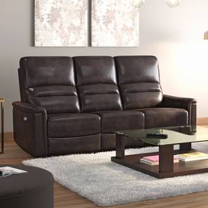 3 Seater Recliners Design Laurence Leatherette Three Seater Motorized Recliner in Powdered Cocoa Brown Colour