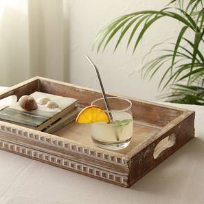 Serving Platter Design Shankh Tray (White, Large Size)