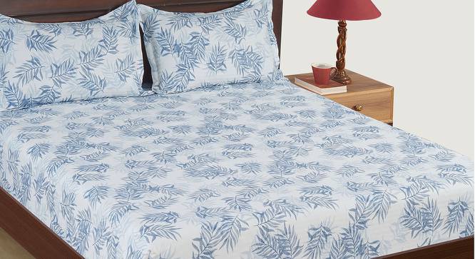 Macie Bedsheet Set (Blue, Fitted Bedsheet Type, Queen Size) by Urban Ladder - Front View Design 1 - 421446