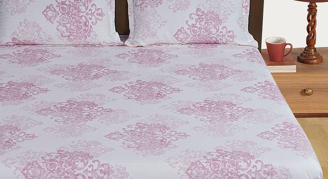 Morena Bedsheet Set (Pink, Fitted Bedsheet Type, Queen Size) by Urban Ladder - Cross View Design 1 - 421488