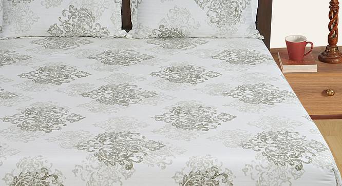 Adley Bedsheet Set (White, Fitted Bedsheet Type, Queen Size) by Urban Ladder - Cross View Design 1 - 421491