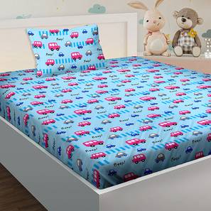 Kids Bedsheets Design Averie Bedsheet Set (Blue, Single Size)