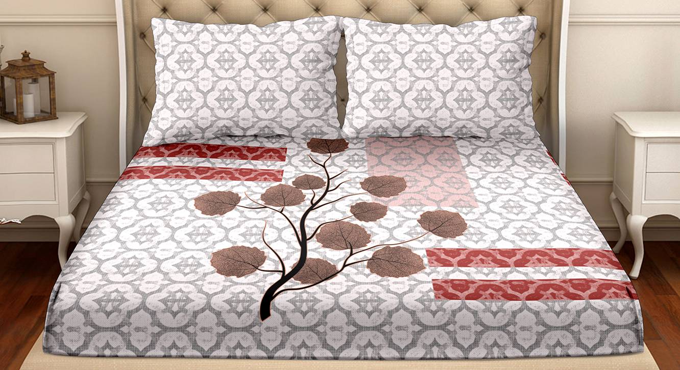 Red TC Cotton Super King Size Bedsheet Urban Ladder