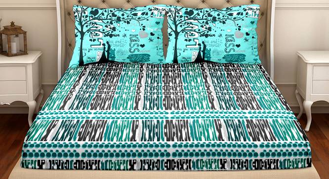 Wellington Bedsheet Set (Teal, Super King Size) by Urban Ladder - Cross View Design 1 - 422432