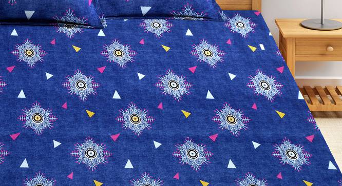 Orval Bedsheet Set (Blue, King Size) by Urban Ladder - Front View Design 1 - 423645