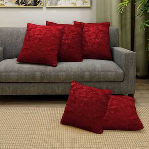 Floral Cushion Covers Design Faith Cushion Cover Set of 5 (Red, 41 x 41 cm  (16" X 16") Cushion Size)