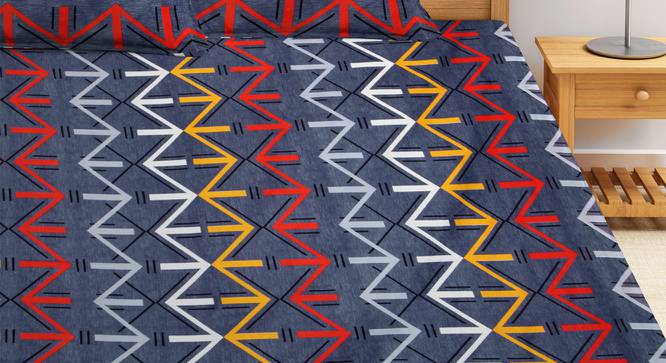 Ormondo Bedsheet Set (Blue, King Size) by Urban Ladder - Front View Design 1 - 423963