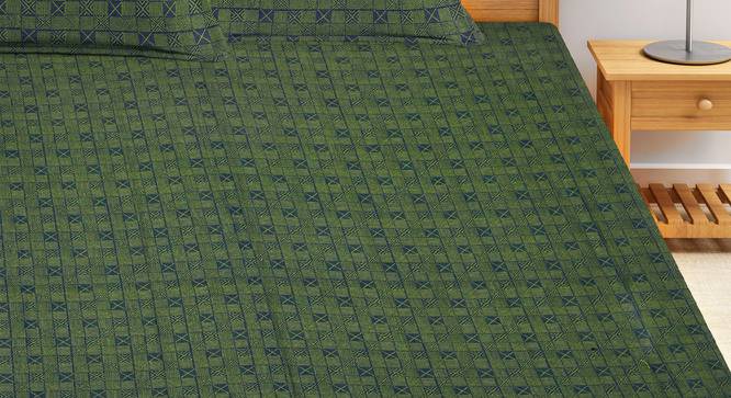 Aprilo Bedsheet Set (Green, King Size) by Urban Ladder - Front View Design 1 - 424091