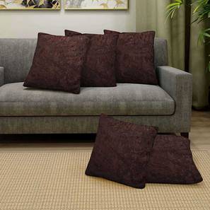 Floral Cushion Covers Design Katherine Cushion Cover Set of 5 (Brown, 41 x 41 cm  (16" X 16") Cushion Size)