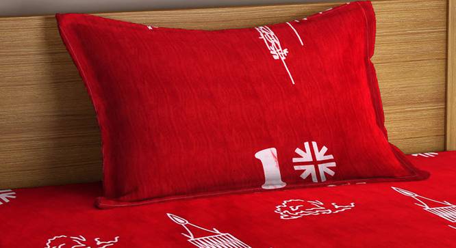 Lourdes Bedsheet Set (Red, Single Size) by Urban Ladder - Cross View Design 1 - 424343