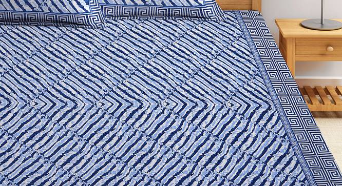 Makayla Bedsheet Set (Blue, King Size) by Urban Ladder - Front View Design 1 - 424419