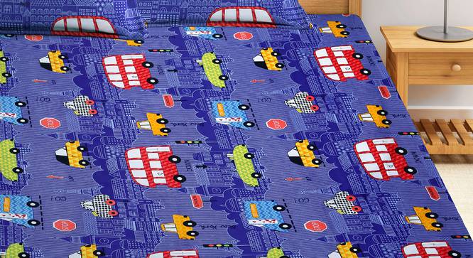Natasha Bedsheet Set (Blue, King Size) by Urban Ladder - Front View Design 1 - 424661