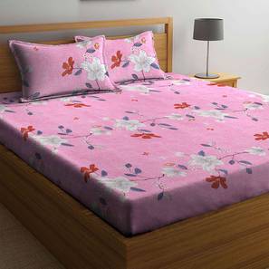 Bedsheets Design Pink TC Cotton Blend King Size Bedsheet with Pillow Covers