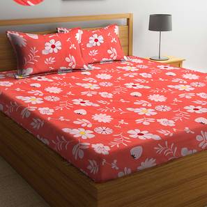 Bedsheets Design Orange TC Cotton Blend King Size Bedsheet with Pillow Covers