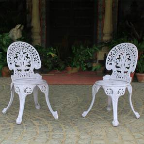 Balcony Chairs Design Regalia Metal Outdoor Chair in White Colour - Set of 2