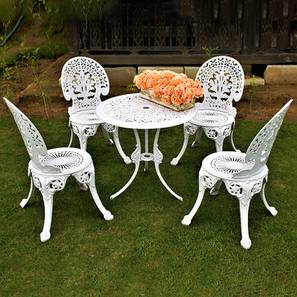 Art And Abode Design Regalia Metal Outdoor Table in White Colour with set of 4 Chairs
