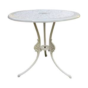 Art And Abode Design Regalia Round Metal Outdoor Table in White Colour