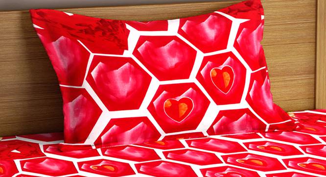 Tre Bedsheet Set (Red, Single Size) by Urban Ladder - Cross View Design 1 - 426178