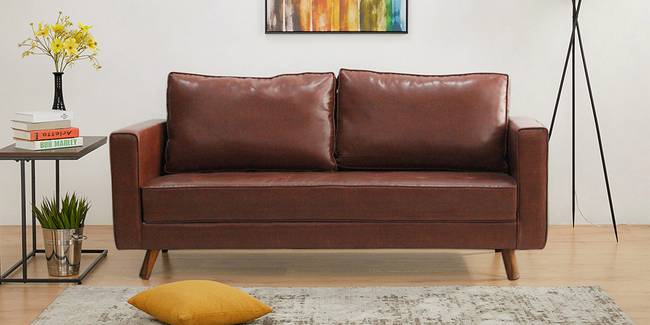 Mike Leatherette Sofa (Brown) (Brown, 3-seater Custom Set - Sofas, None Standard Set - Sofas, Leatherette Sofa Material, Regular Sofa Size, Regular Sofa Type)