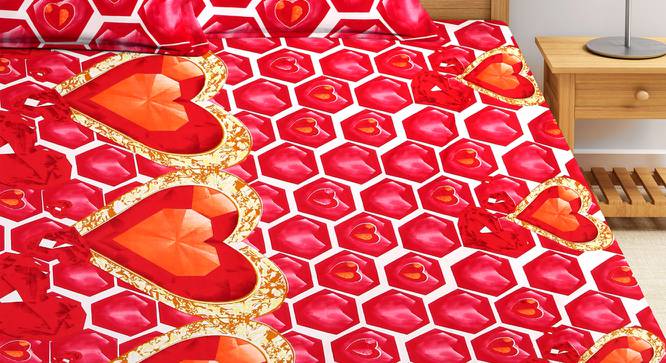 Dahlia Bedsheet Set (Red, King Size) by Urban Ladder - Front View Design 1 - 427224