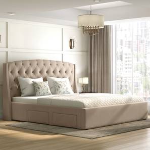 Aspen upholstered storage bed color beige size king lp