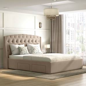 Aspen Bed Design Design Aspen Upholstered Storage Bed (Queen Bed Size, Beige)