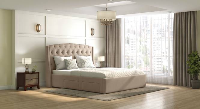 Aspen Upholstered Storage Bed (Queen Bed Size, Beige) by Urban Ladder - Full View Design 1 - 428202