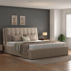 Borholm upholstered stor bed beige king lp
