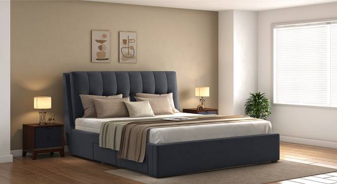 Bornholm Upholstered Storage Bed (Grey, King Bed Size) by Urban Ladder - Design 1 Full View - 428222