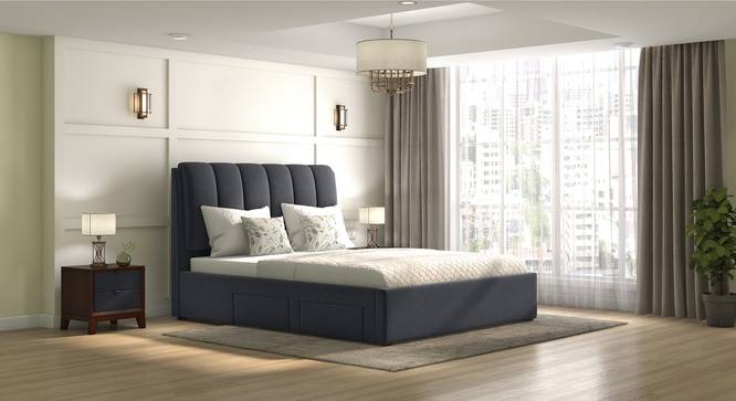 Faroe Upholstered Storage Bed (Grey, Queen Bed Size) by Urban Ladder - Design 1 Full View - 428223