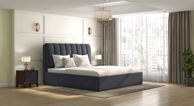 Faroe Upholstered Storage Bed (Grey, King Bed Size) by Urban Ladder - Design 1 Full View - 428224