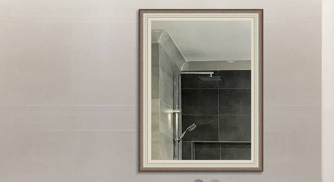 Alexander Wall Mirror (Simple Configuration, Cream, White & Brown) by Urban Ladder - Front View Design 1 - 428249