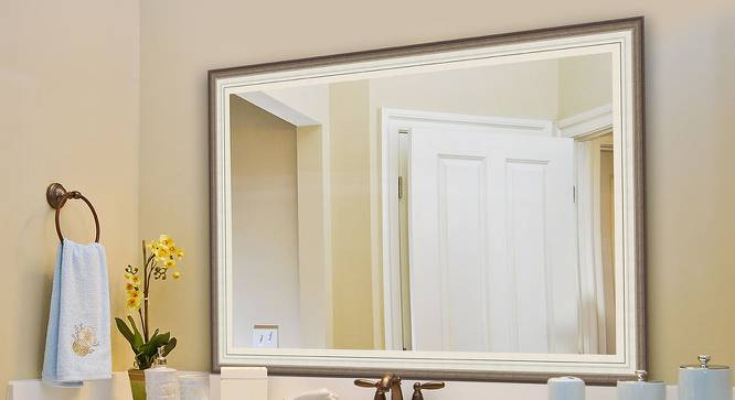 Colt Wall Mirror (Simple Configuration, Cream, White & Brown) by Urban Ladder - Front View Design 1 - 428255