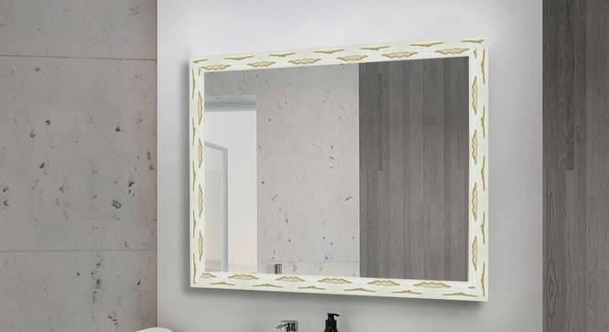 Logan Wall Mirror (Simple Configuration, Cream, Yellow) by Urban Ladder - Front View Design 1 - 428320