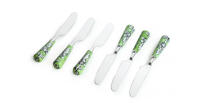 Alina Table Knives Set of 6 (Silver & Multicolour) by Urban Ladder - Front View Design 1 - 428481