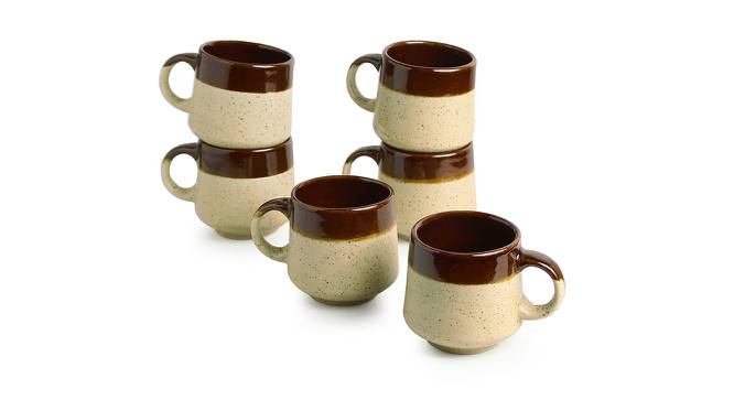 Amara Cups Set of 6 (Brown & Cream, Set of 6 Set) by Urban Ladder - Front View Design 1 - 428565